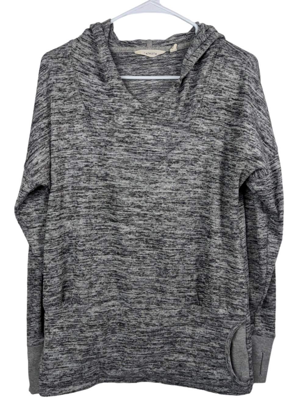 Athleta Womens Batwing Robin Hoodie Long Sleeve Gray Marled Stretch Medium